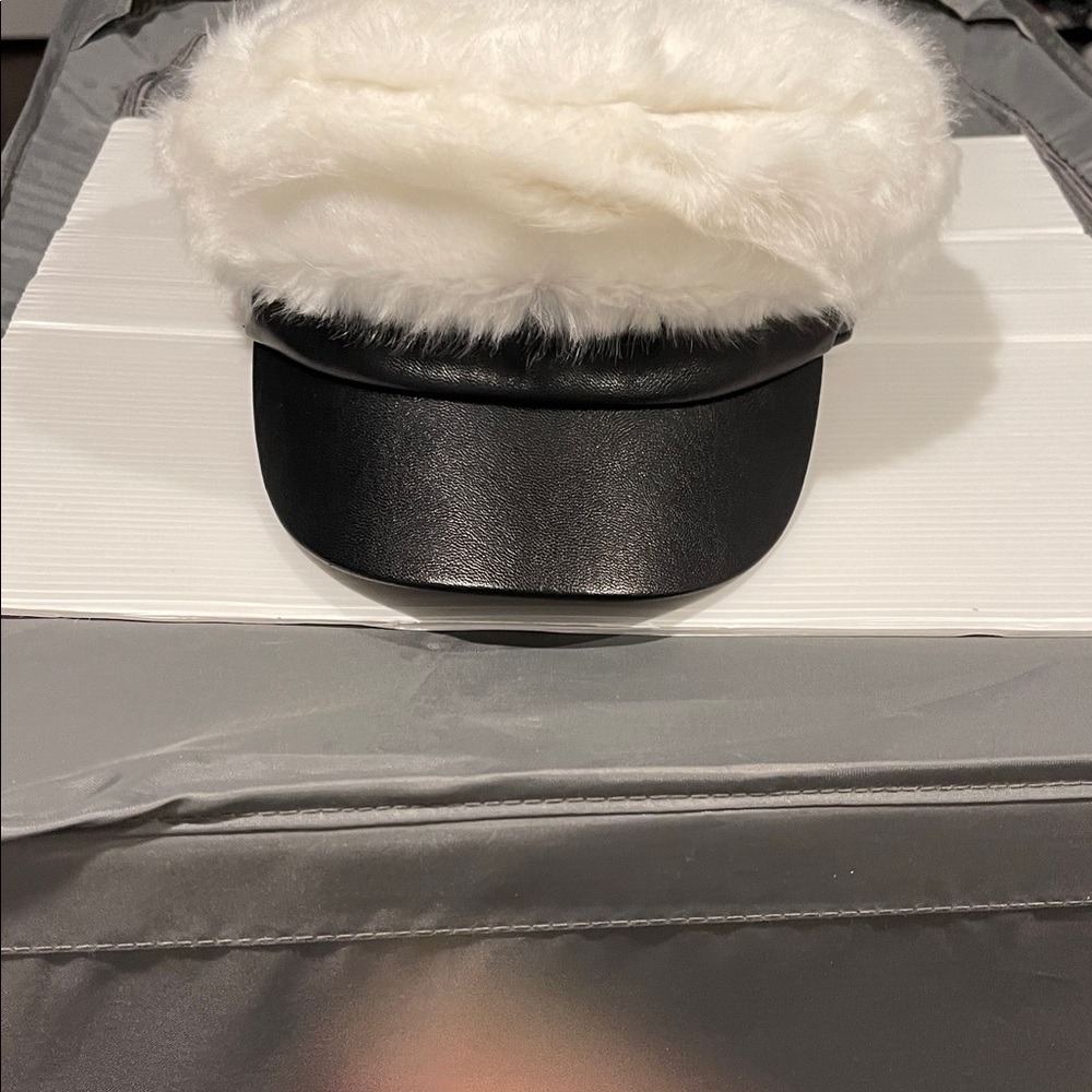 BCBGMaxAzria Black and White Faux Fur Cap - Picture 4 of 6